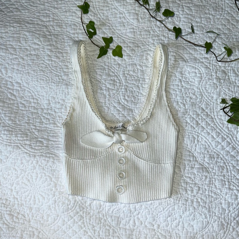 For love and lemons pointelle cropped bow tank